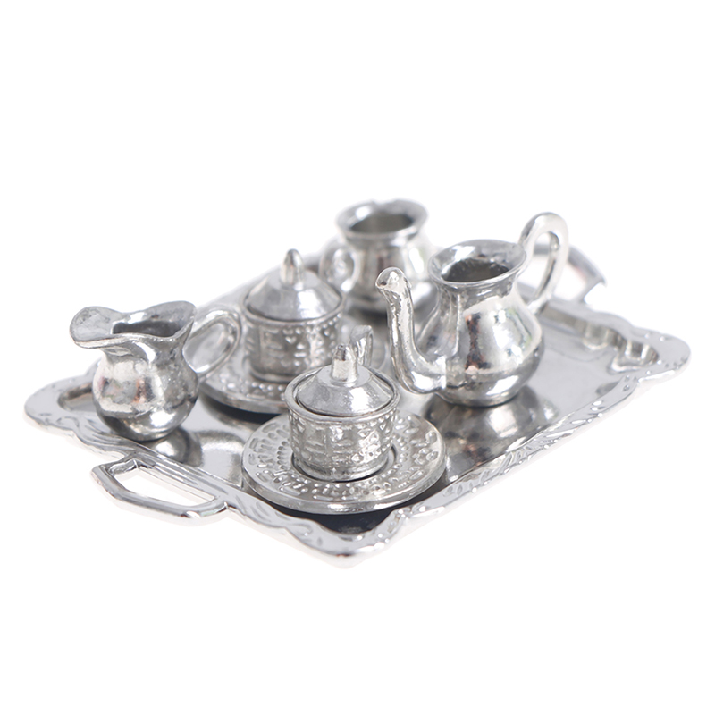 Kids Toys Kitchen - 10pcs/Set 1/12 Dollhouse Miniature Silver Metal