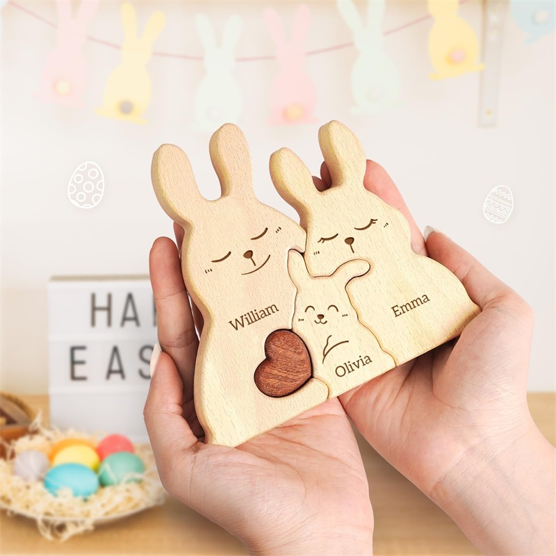Wooden Bunny Family Puzzles Pe - Kids Toys Names review and price