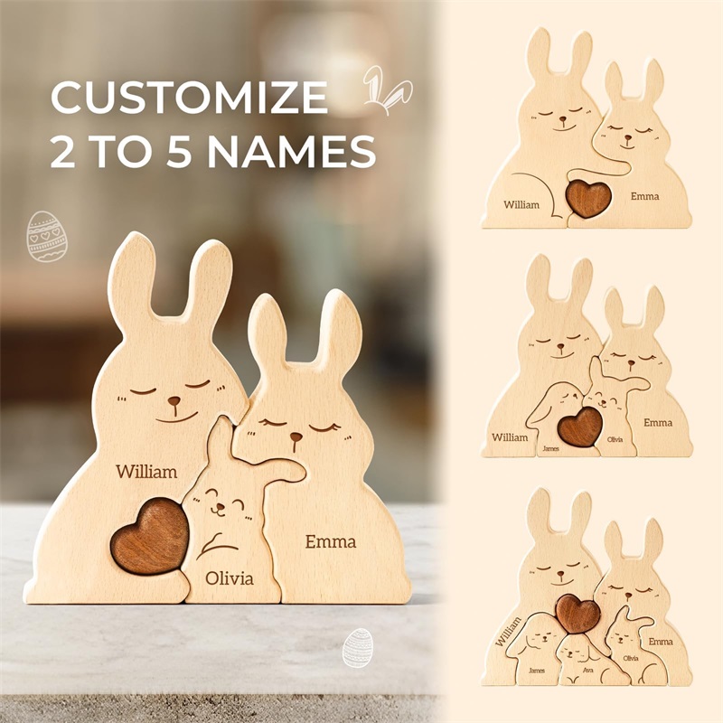 Wooden Bunny Family Puzzles Pe - Kids Toys Names review and price