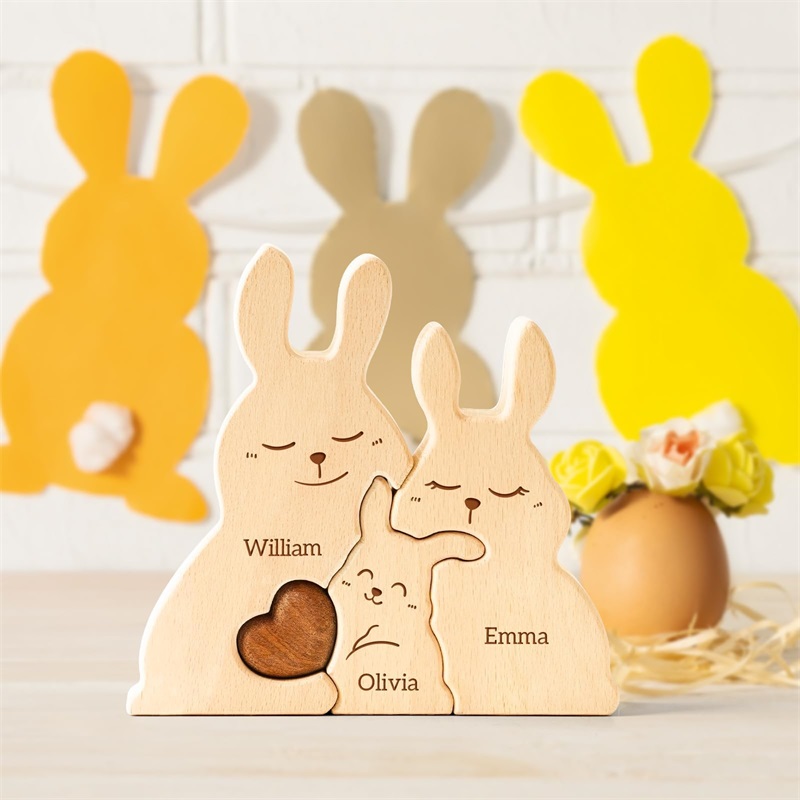 Wooden Bunny Family Puzzles Pe - Kids Toys Names review and price