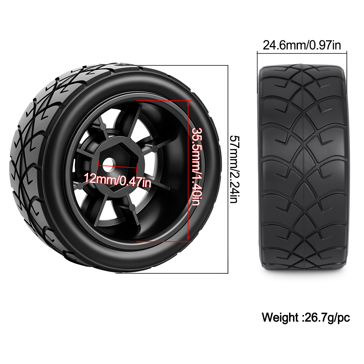 4Pcs 12mm Hex Rubber Racing Ti - Tamiya Model Rc Car review and price